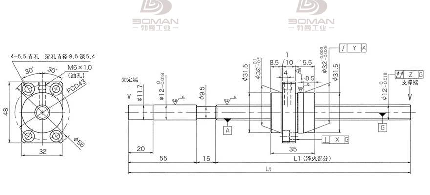 KURODA HG1230QS-BEZR-0800A c5级精密研磨丝杆黑田