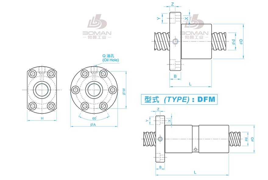 TBI SFM03205-4 tbi丝杆螺母安装尺寸表