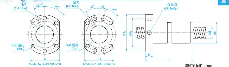 TBI DFS01605-3.8 tbi滚珠丝杆尺寸标准对照表